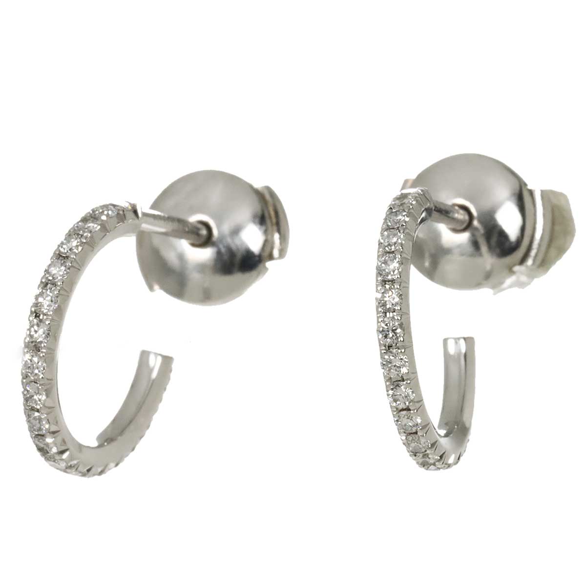 Metro SM Diamond Earrings Pierced 18K White Gold 750
