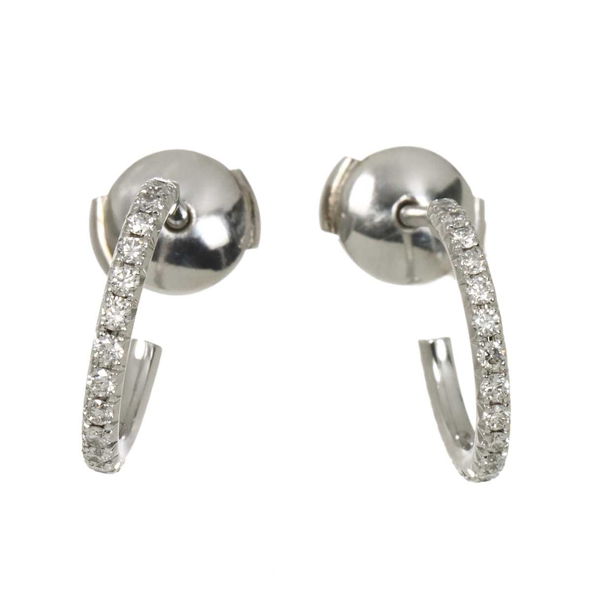 Metro SM Diamond Earrings Pierced 18K White Gold 750
