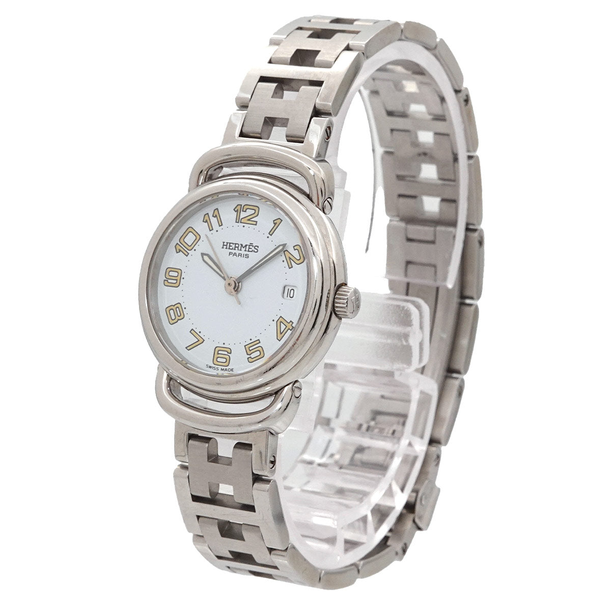 HERMES Pullman PU2 210 Date Quartz White Dial Ladies Watch
