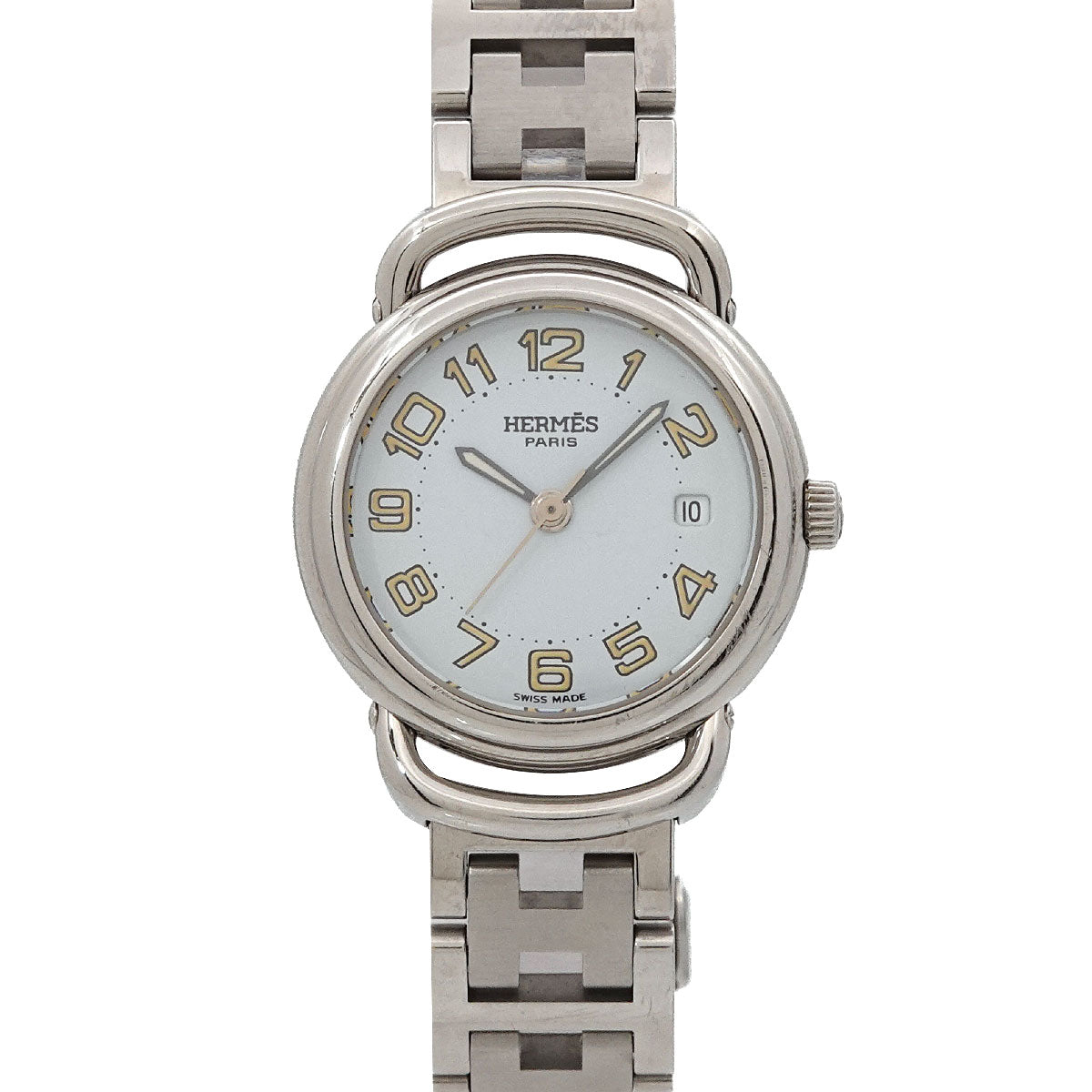 HERMES Pullman PU2 210 Date Quartz White Dial Ladies Watch