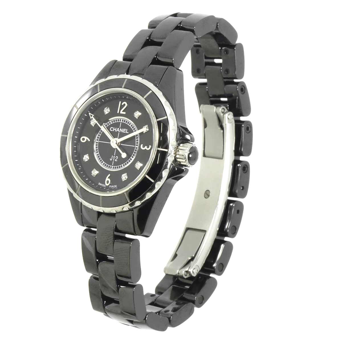 J12 29mm H2569 8P Diamond Quartz Black Dial Ladies Watch