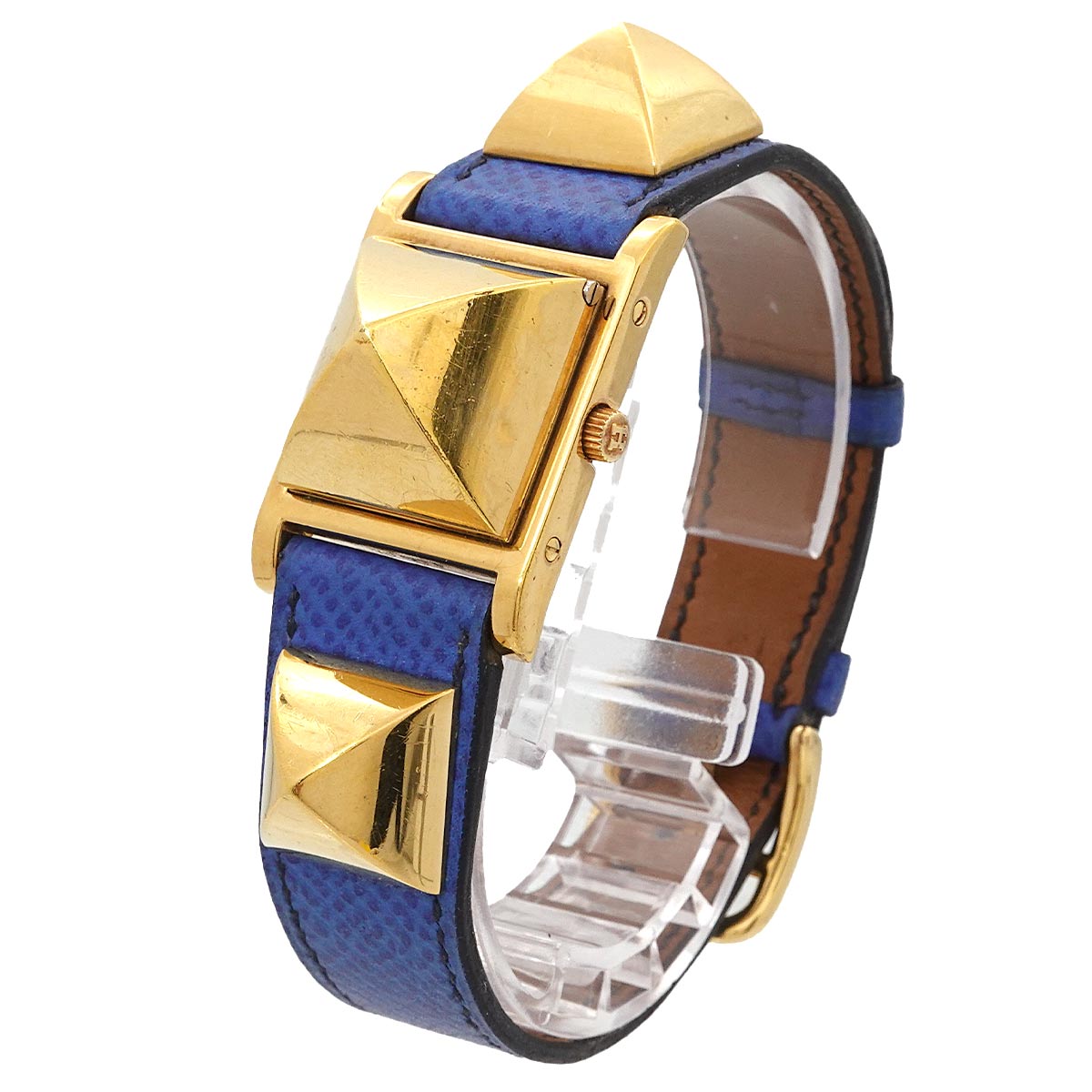 Medor Vintage pyramid Gold studs Quartz White Dial Ladies