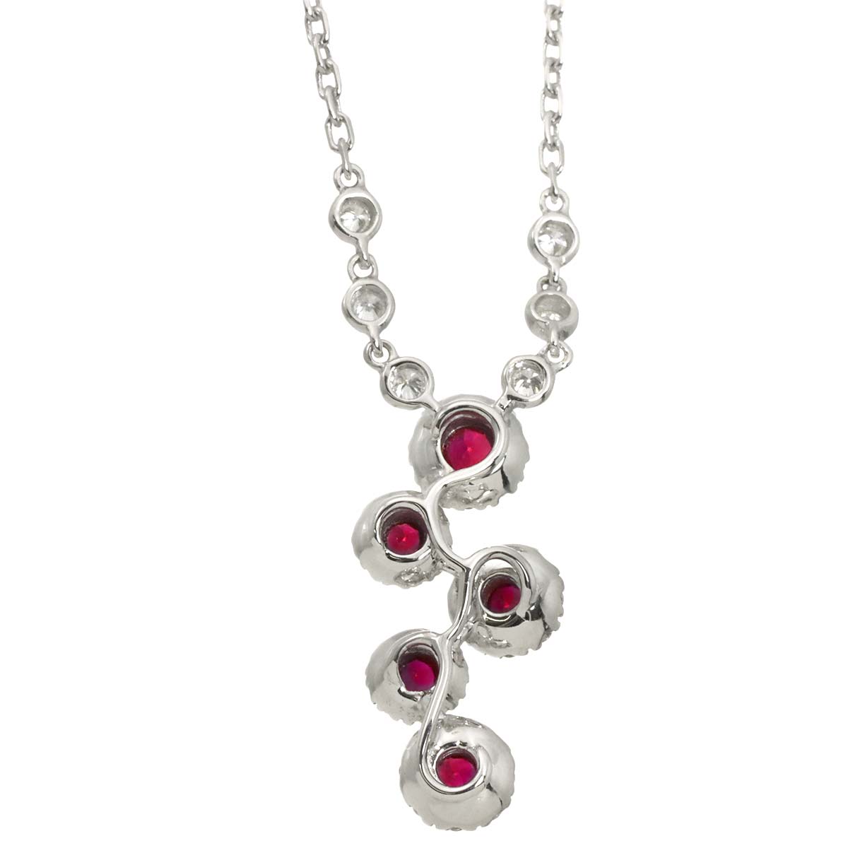 Ruby 0.38ct Diamond 0.49ct Necklace 18K WG White Gold 750