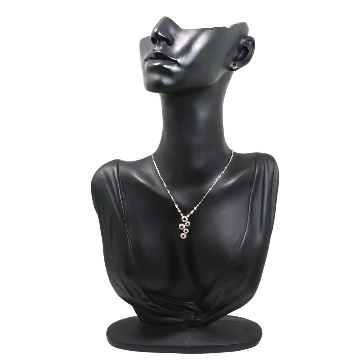 Ruby 0.38ct Diamond 0.49ct Necklace 18K WG White Gold 750