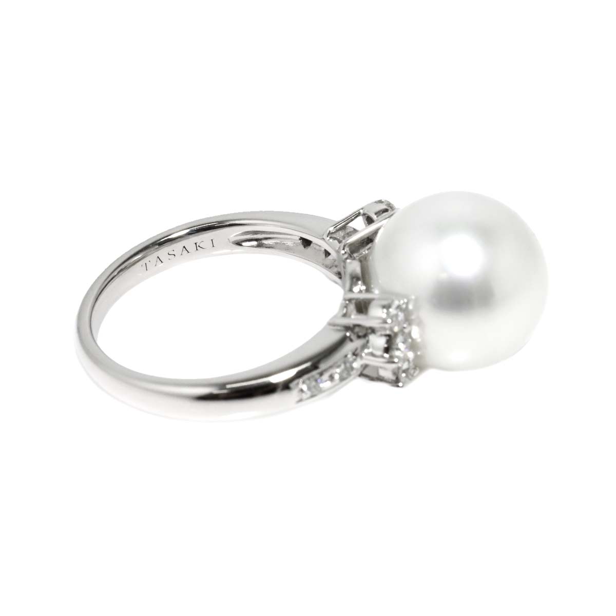 South Sea Pearl 11.6mm Diamond 0.23ct Ring 18K WG 750 5.25(US)