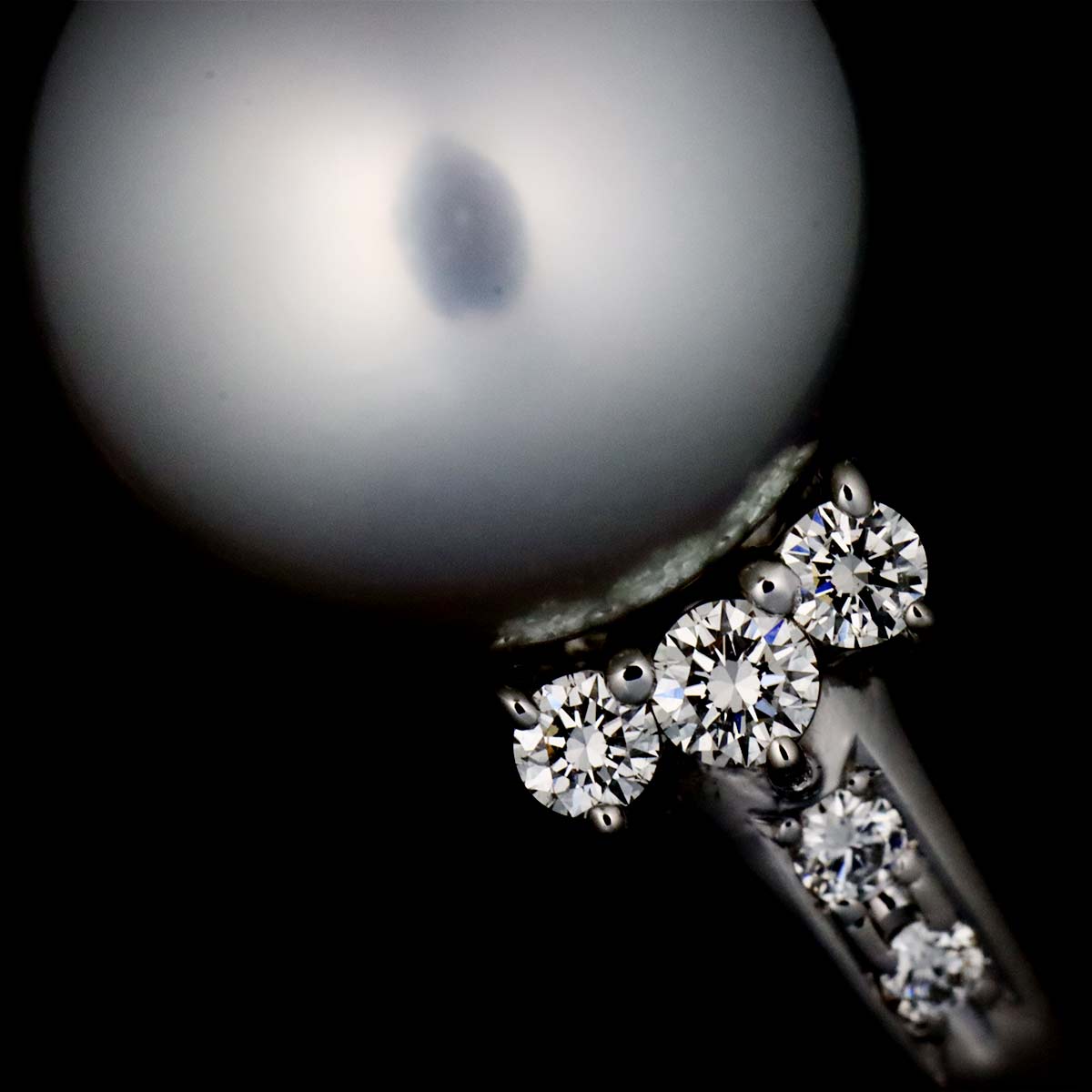 South Sea Pearl 11.6mm Diamond 0.23ct Ring 18K WG 750 5.25(US)