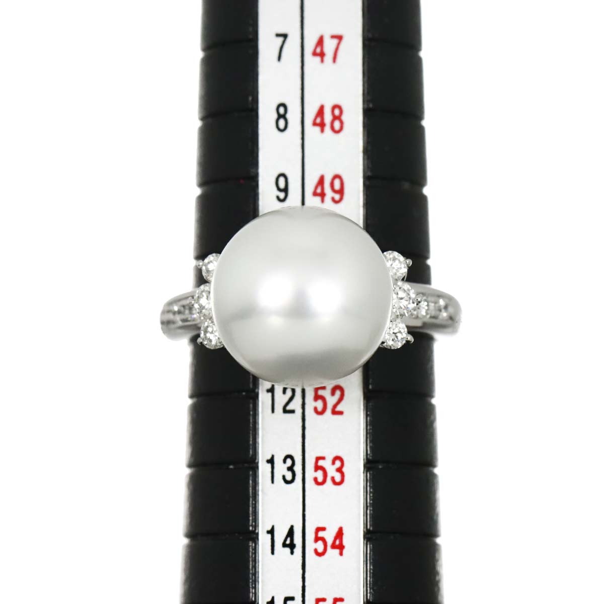 South Sea Pearl 11.6mm Diamond 0.23ct Ring 18K WG 750 5.25(US)