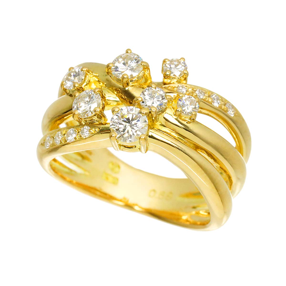 Diamond 0.68ct Ring 18K YG 750 Size5.5-5.75(US)