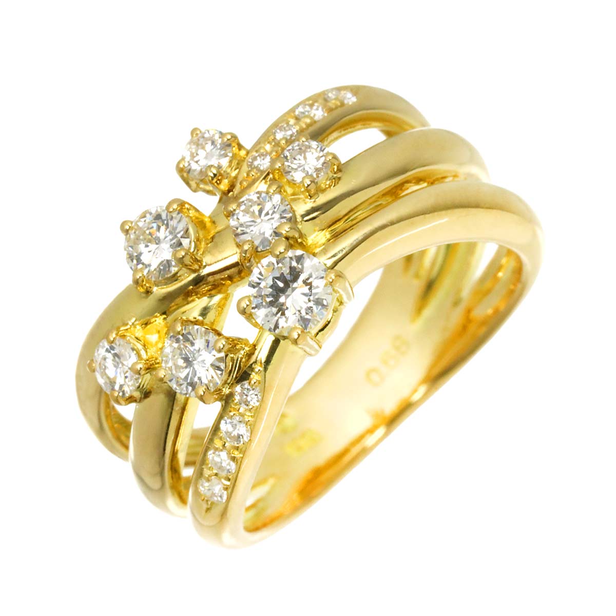 Diamond 0.68ct Ring 18K YG 750 Size5.5-5.75(US)