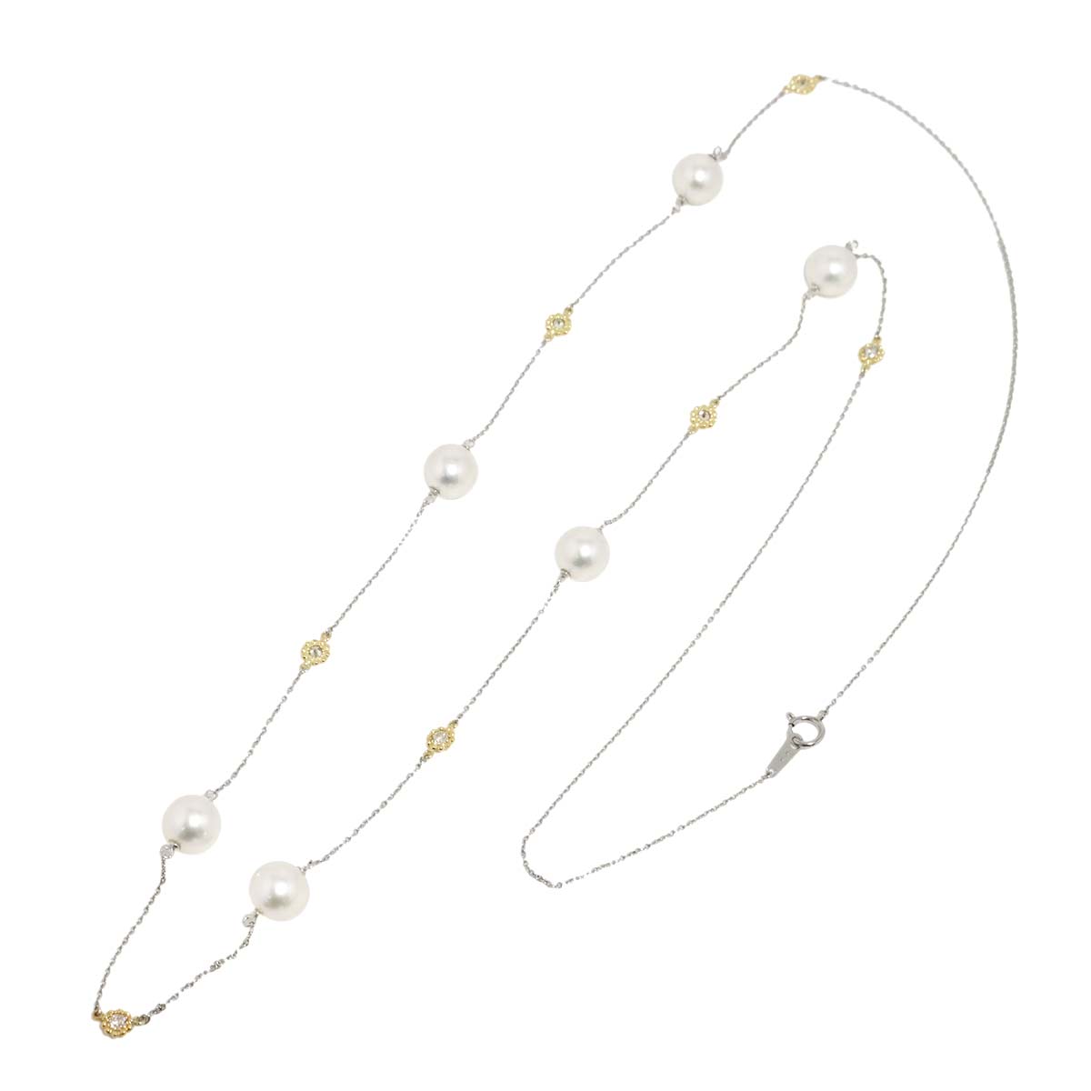 Pearl 8.8mm-8.5mm Diamond 0.50ct Necklace 18K YG 750 Pt