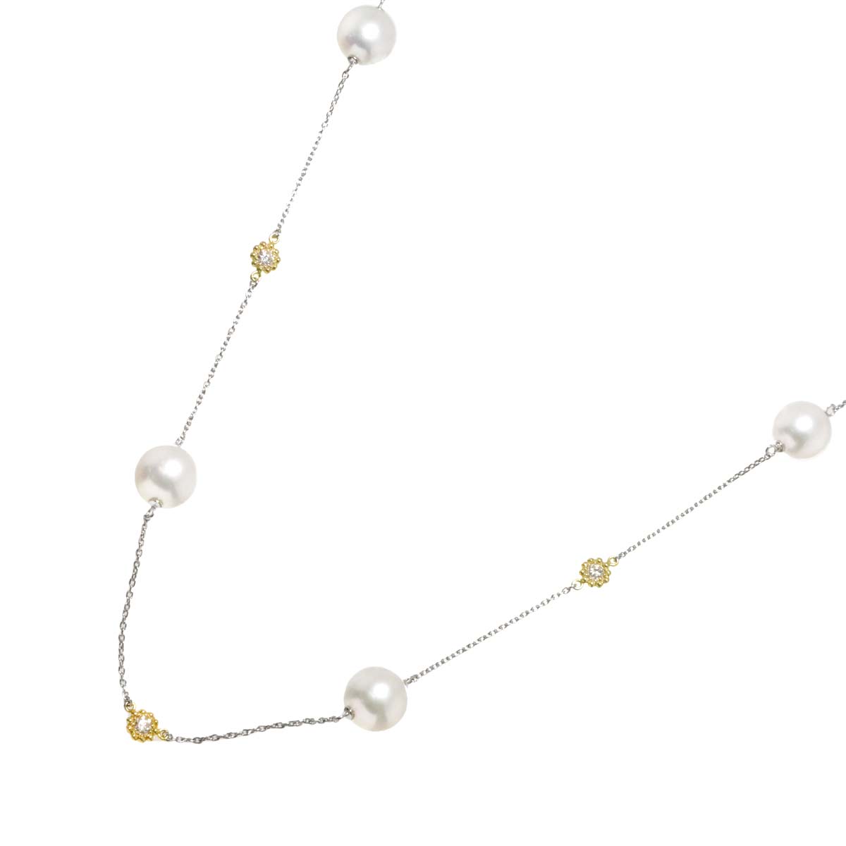 Pearl 8.8mm-8.5mm Diamond 0.50ct Necklace 18K YG 750 Pt