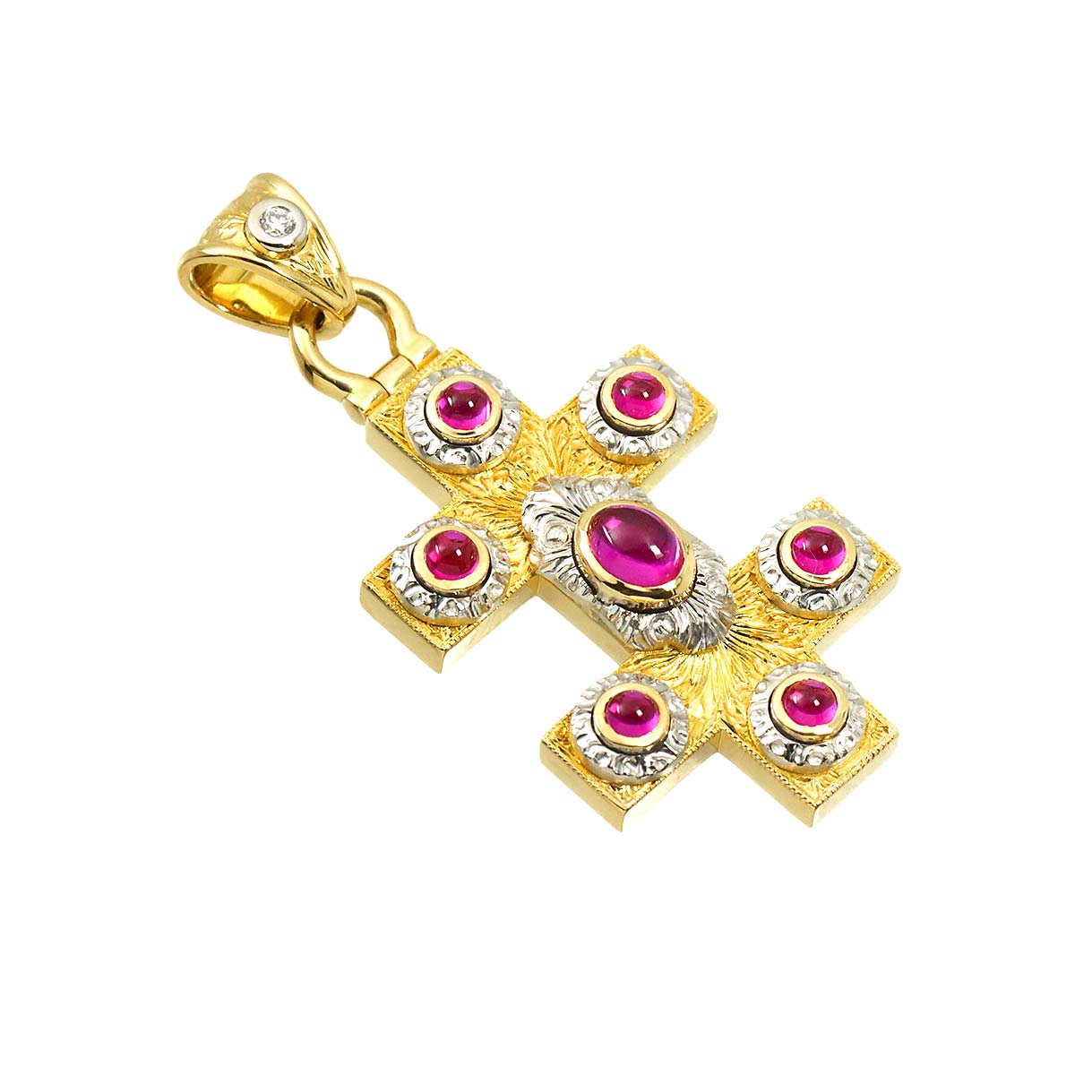 Ruby Diamond Pendant Top 18K YG WG 750