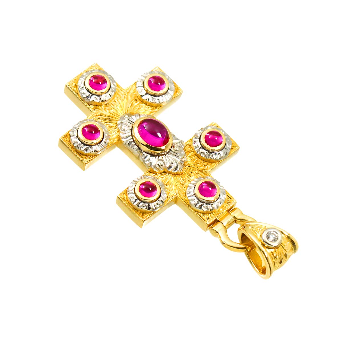 Ruby Diamond Pendant Top 18K YG WG 750