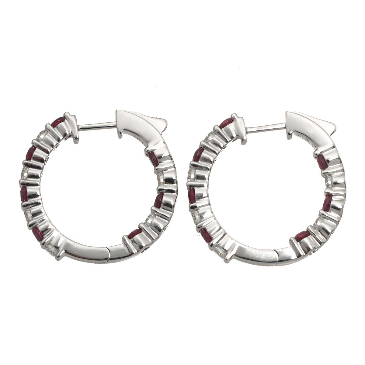 Ruby 1.30ct Diamond 0.68ct Earrings Pierced 18K WG 750