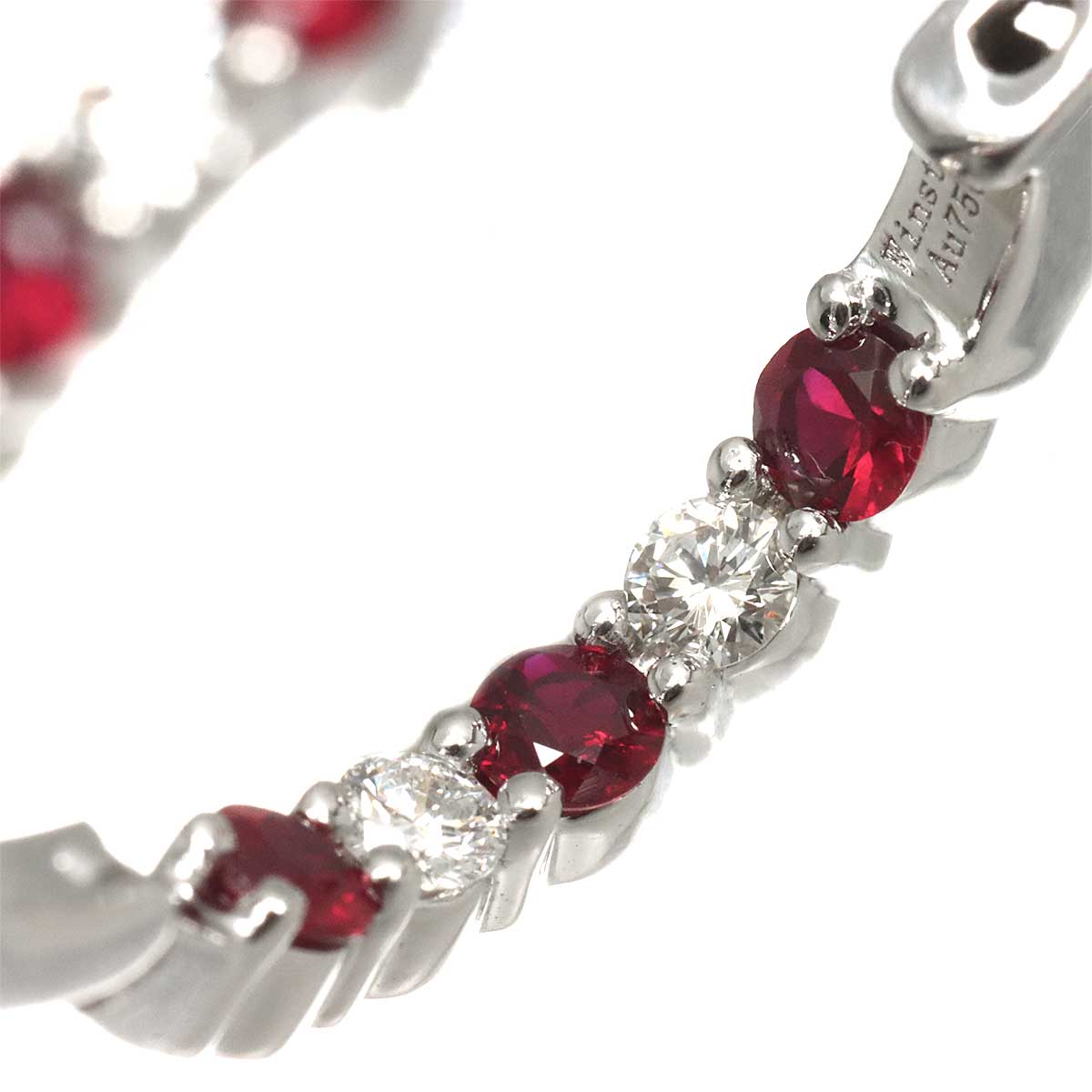 Ruby 1.30ct Diamond 0.68ct Earrings Pierced 18K WG 750