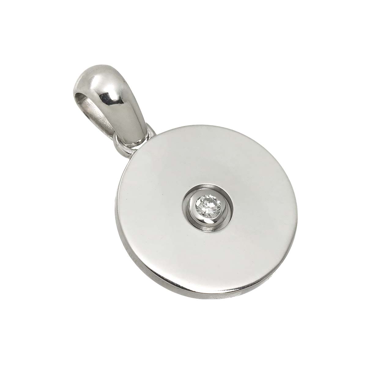 Love Medal Diamond Pendant Top Charm 18K White Gold 750