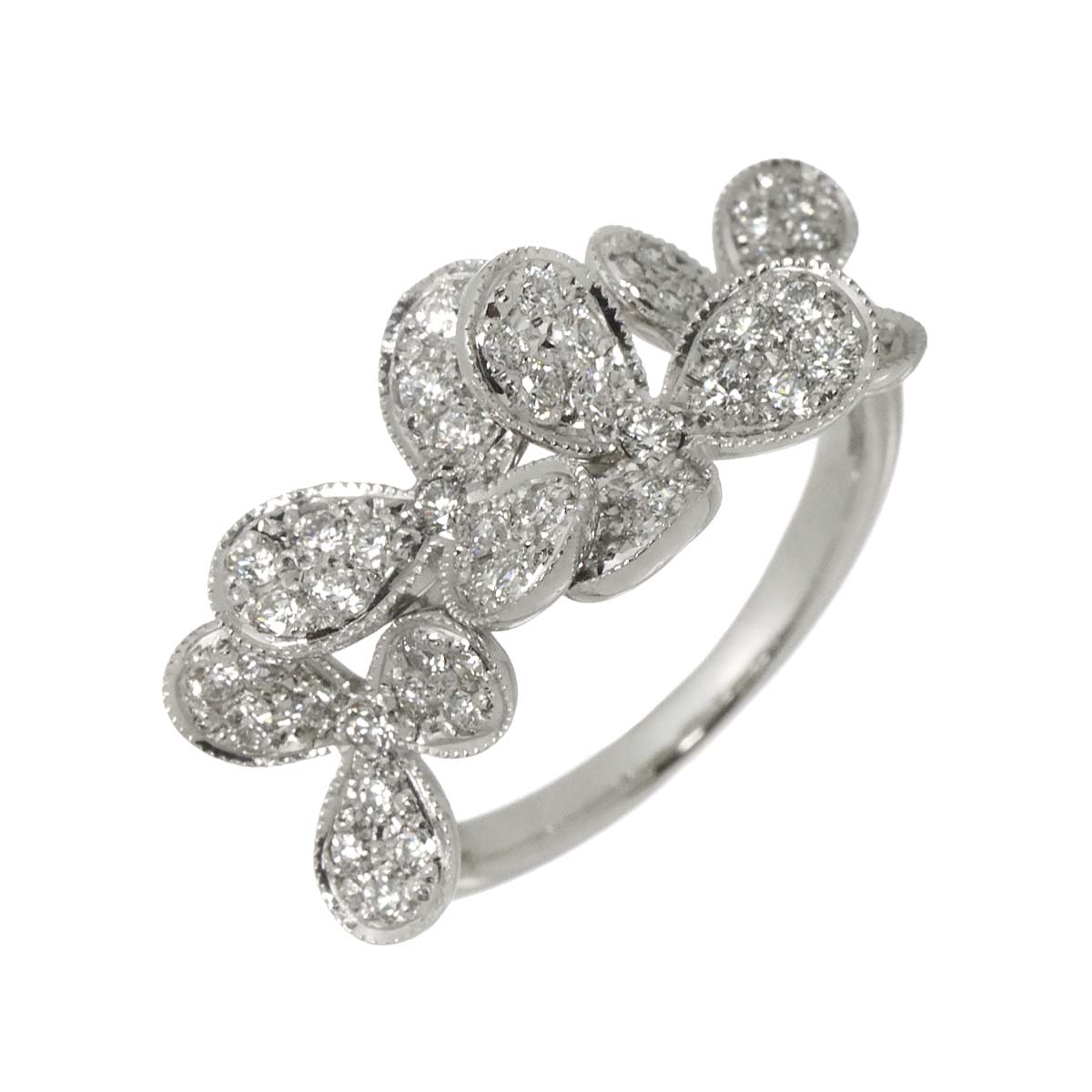 Diamond 0.62ct Ring 18K K18 WG White Gold size5.5-5.75(US)