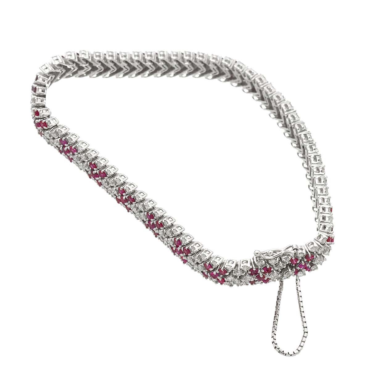 Ruby 3.50ct Diamond 3.00ct Bracelet 18K K18 WG White Gold 750