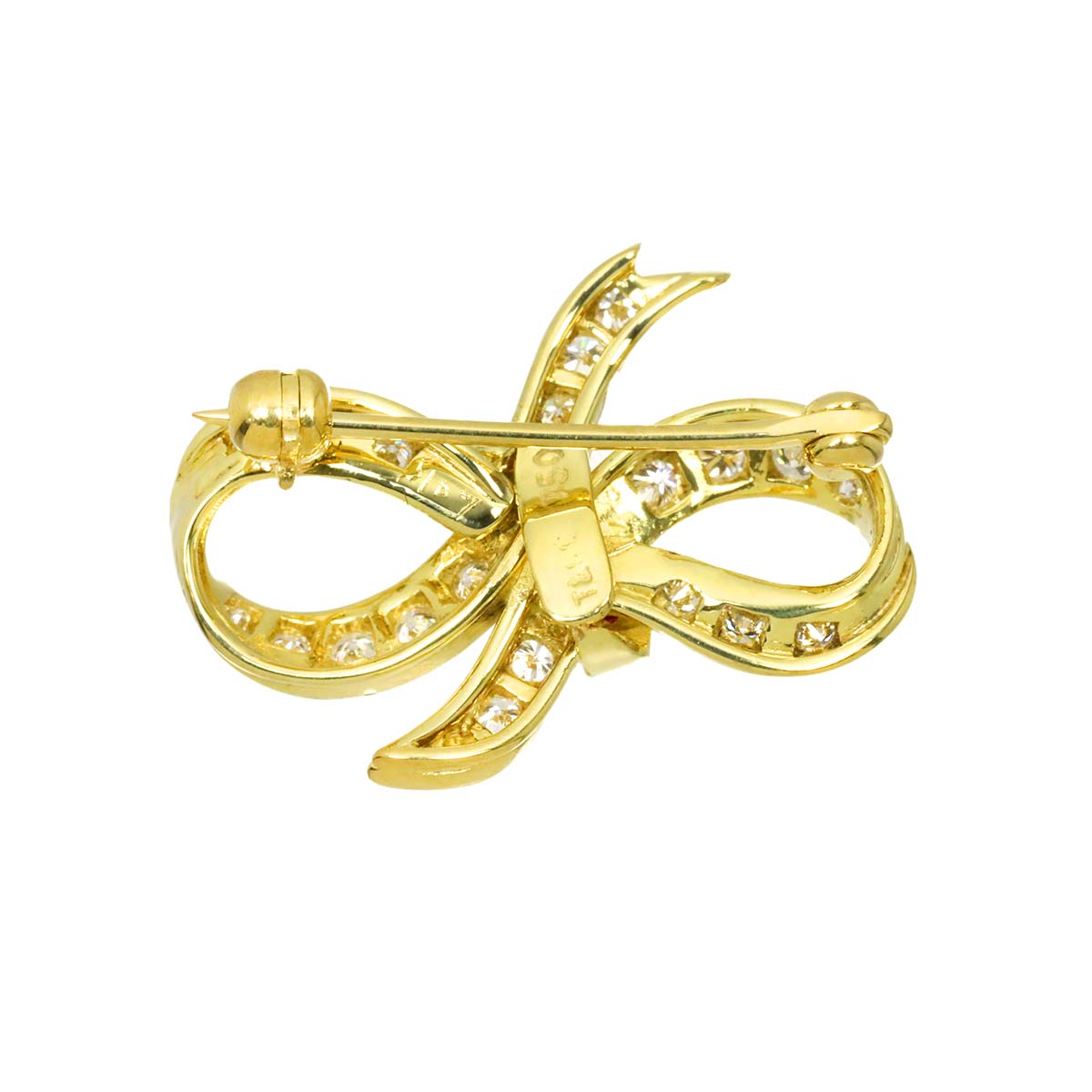 Diamond Ruby Brooch 18K Yellow Gold 750