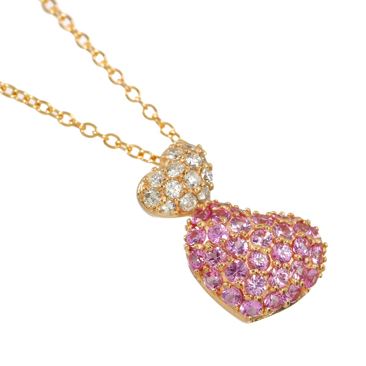 Sapphire 0.85ct Diamond 0.18ct Necklace 18K PG 750