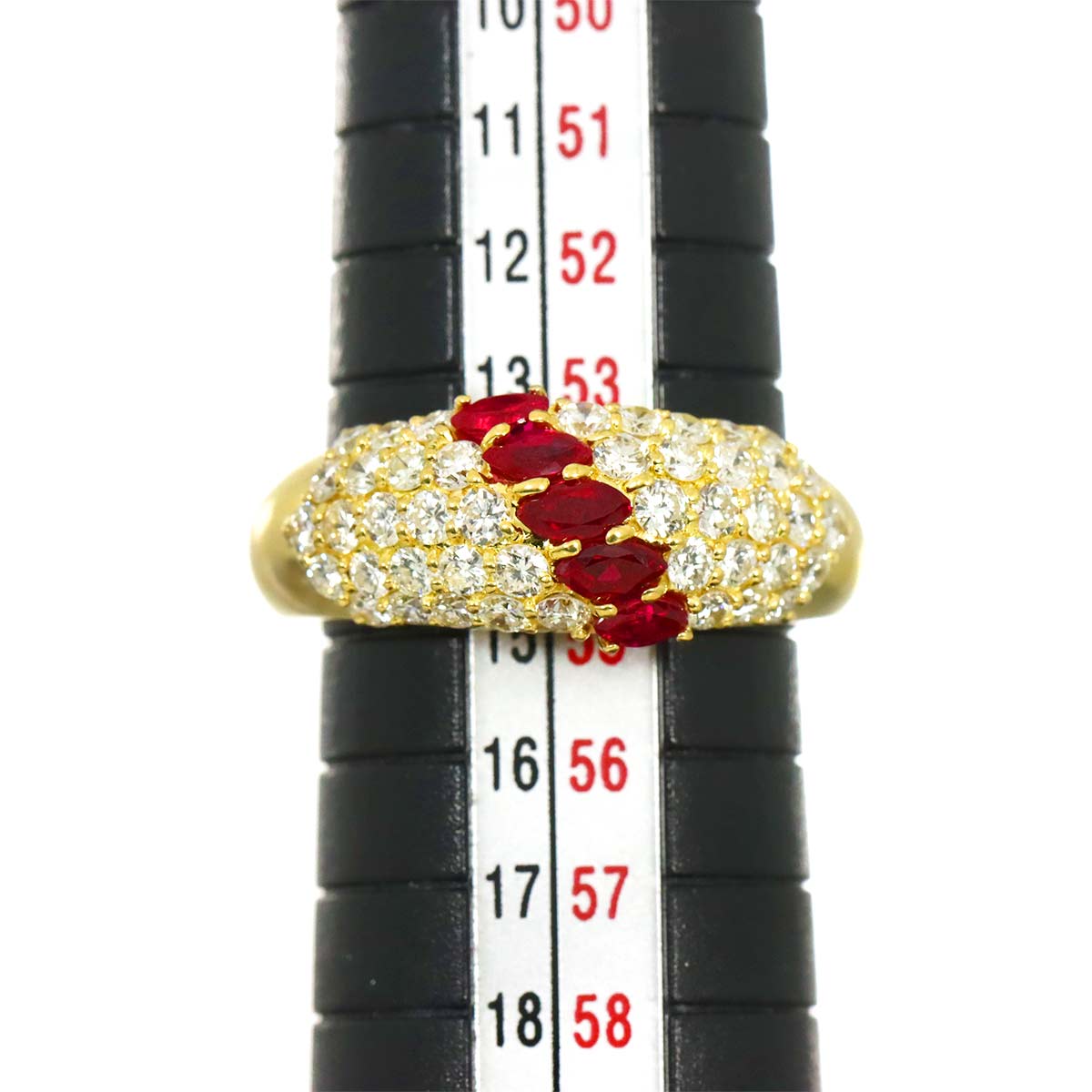 Ruby 0.69ct Diamond 1.14ct Ring 18K YG size6.75-7.25(US)