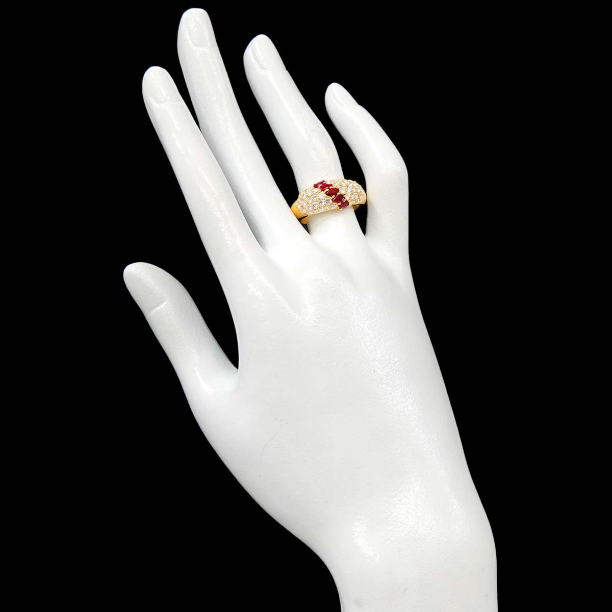 Ruby 0.69ct Diamond 1.14ct Ring 18K YG size6.75-7.25(US)