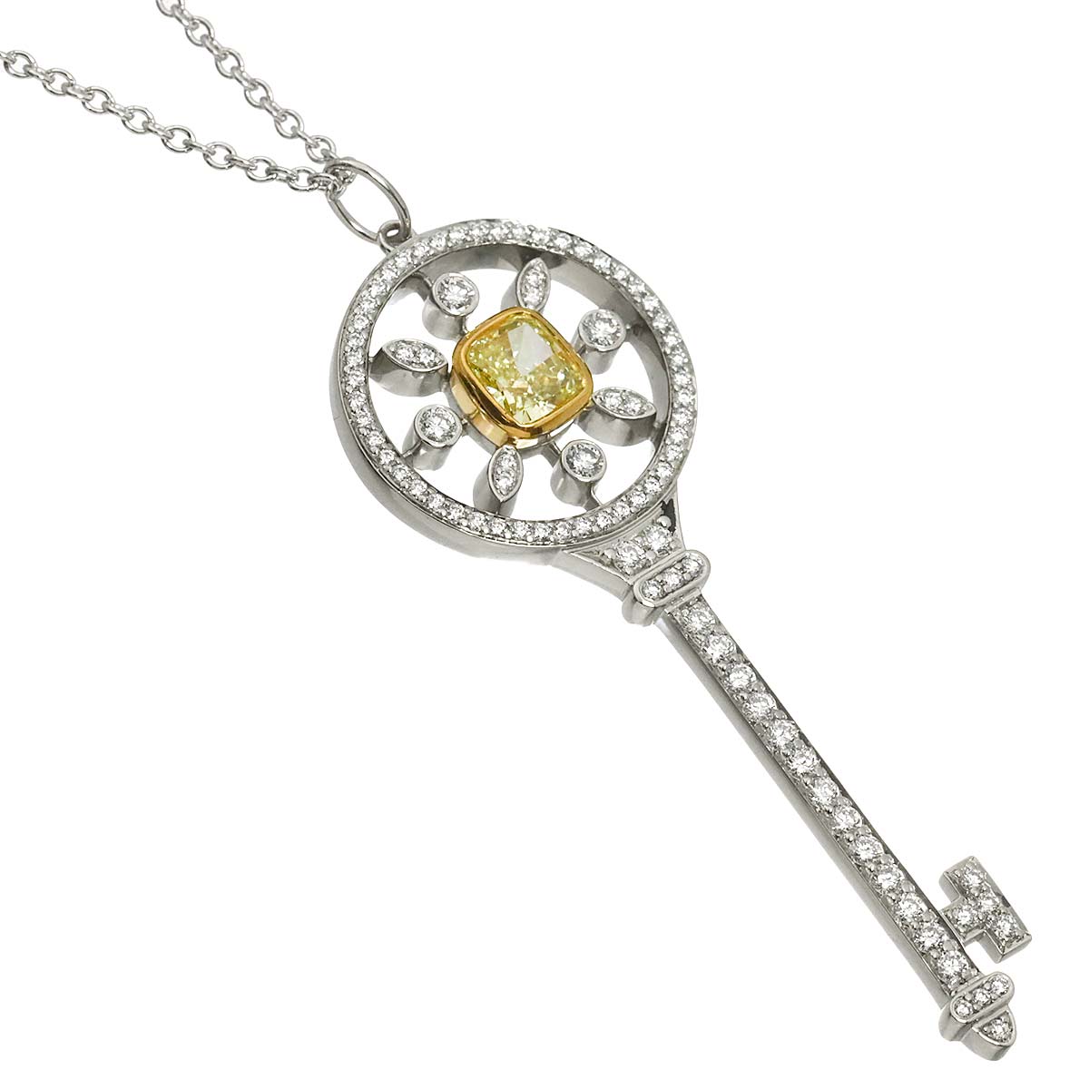 Kaleidoscope Key Diamond 0.80ct FY/VS2 Necklace Pt 18K YG