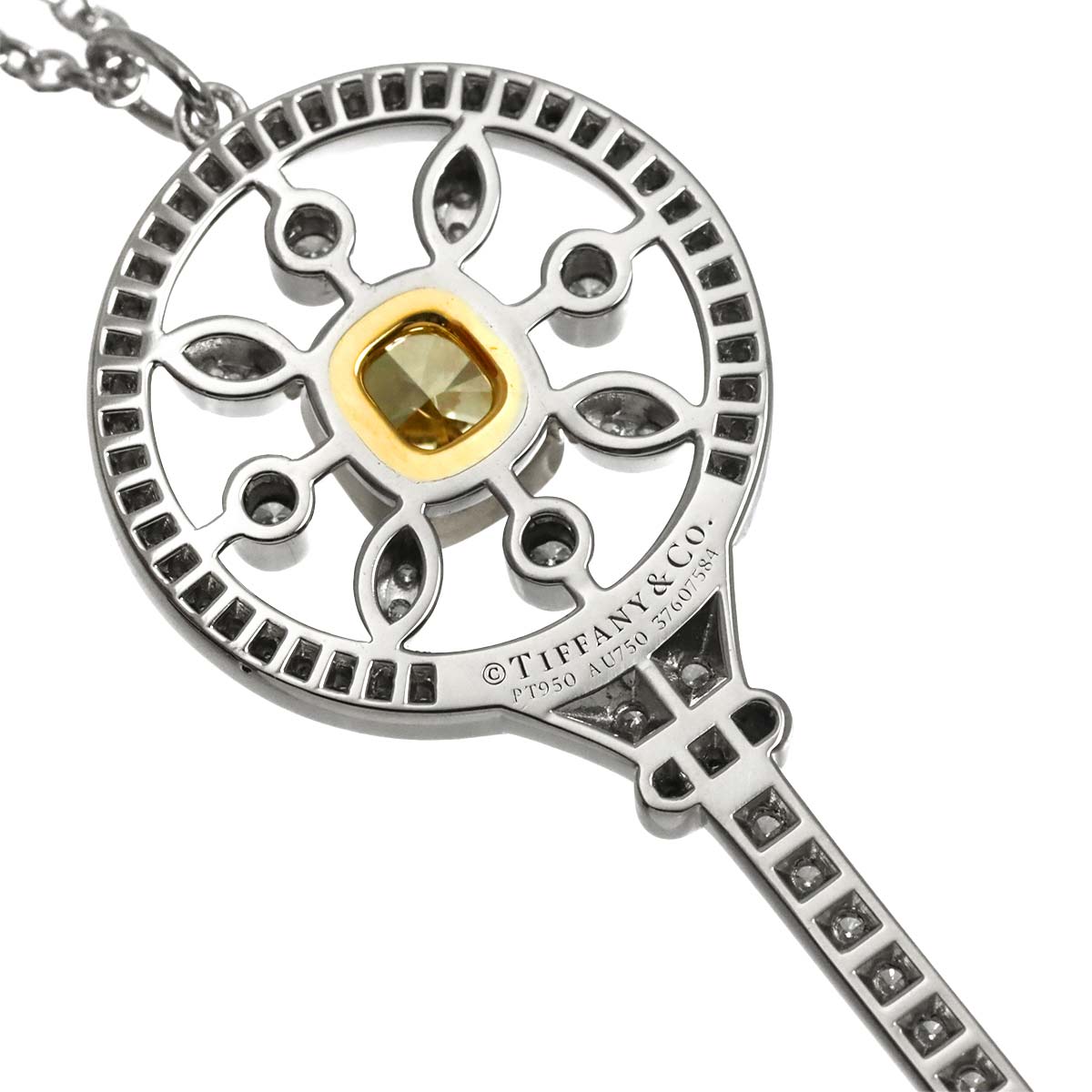 Kaleidoscope Key Diamond 0.80ct FY/VS2 Necklace Pt 18K YG