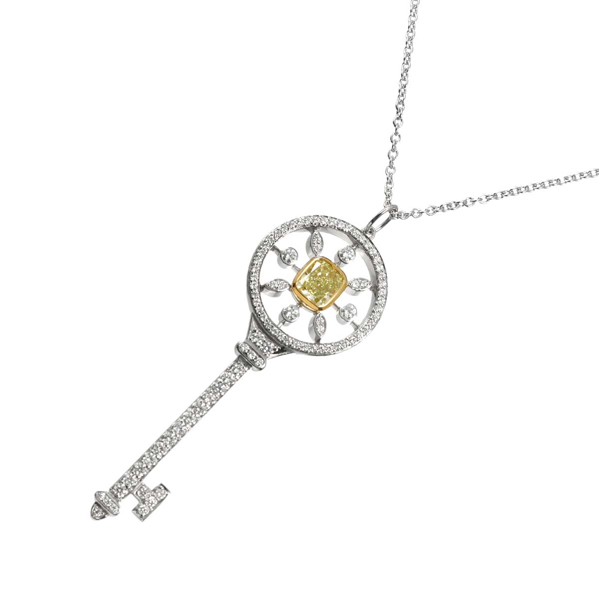 Kaleidoscope Key Diamond 0.80ct FY/VS2 Necklace Pt 18K YG