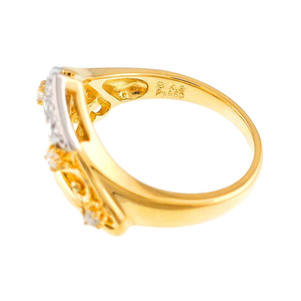 Diamond 0.17ct Ring 18K YG 750 Pt Size5.5-5.75(US)