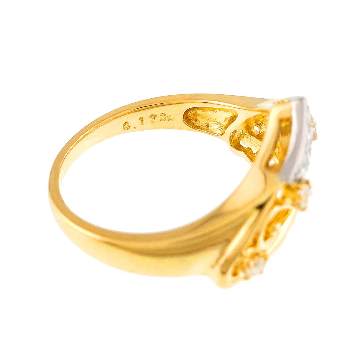 Diamond 0.17ct Ring 18K YG 750 Pt Size5.5-5.75(US)