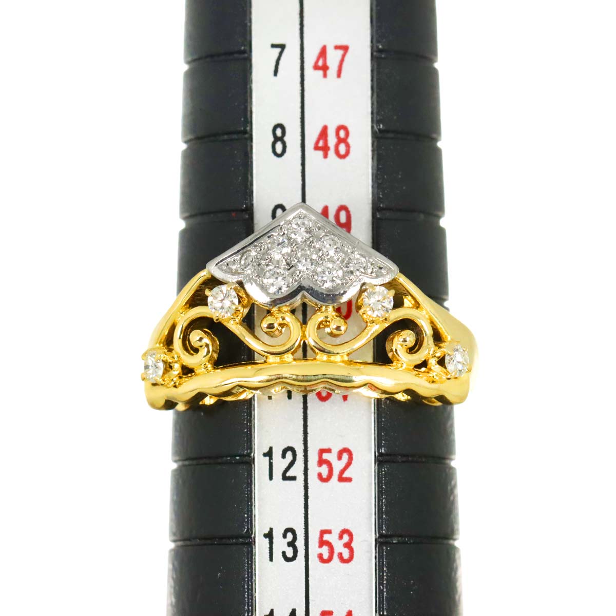 Diamond 0.17ct Ring 18K YG 750 Pt Size5.5-5.75(US)