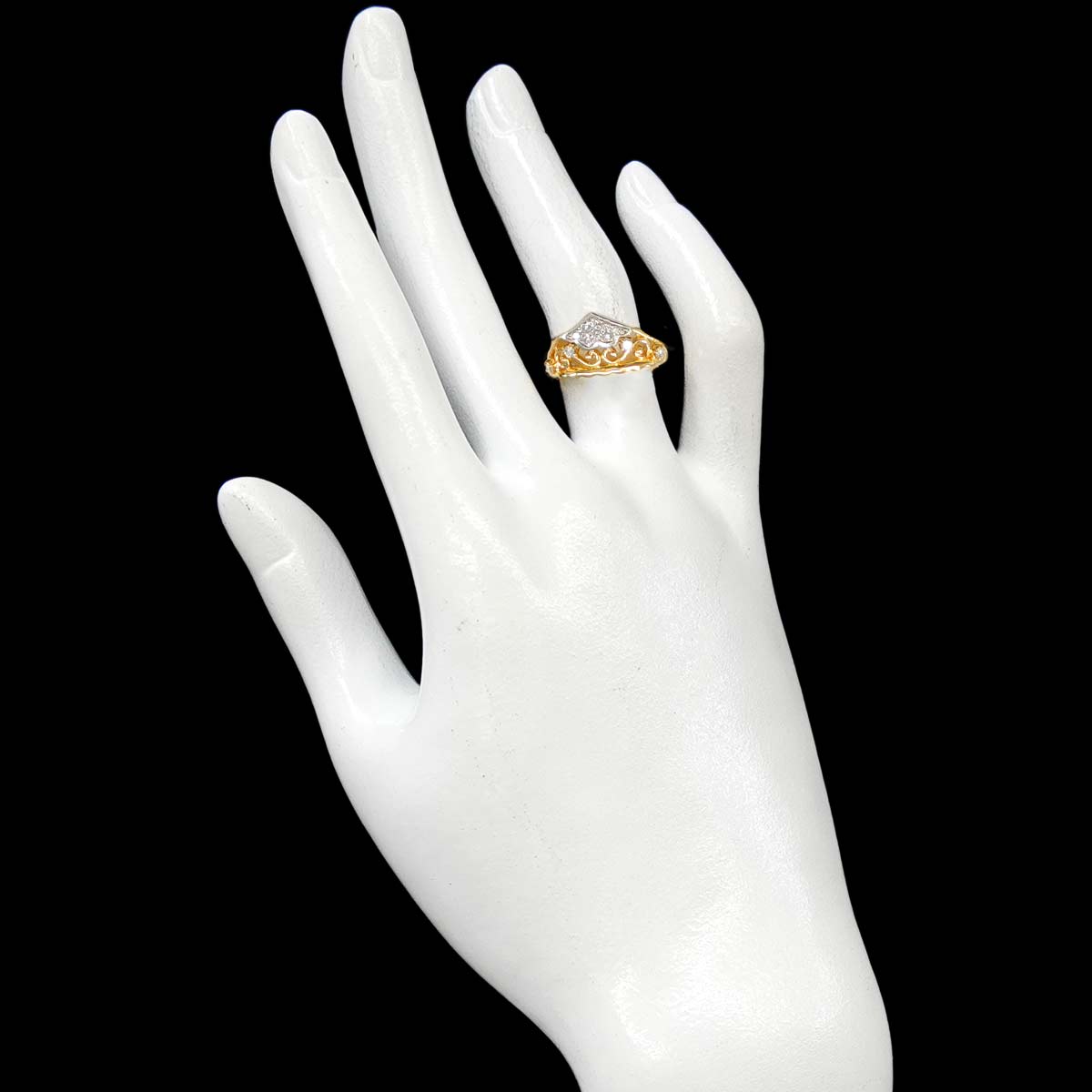 Diamond 0.17ct Ring 18K YG 750 Pt Size5.5-5.75(US)