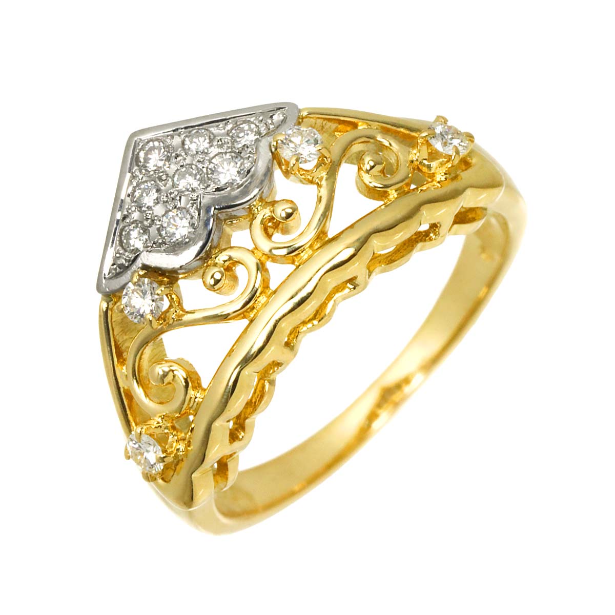 Diamond 0.17ct Ring 18K YG 750 Pt Size5.5-5.75(US)