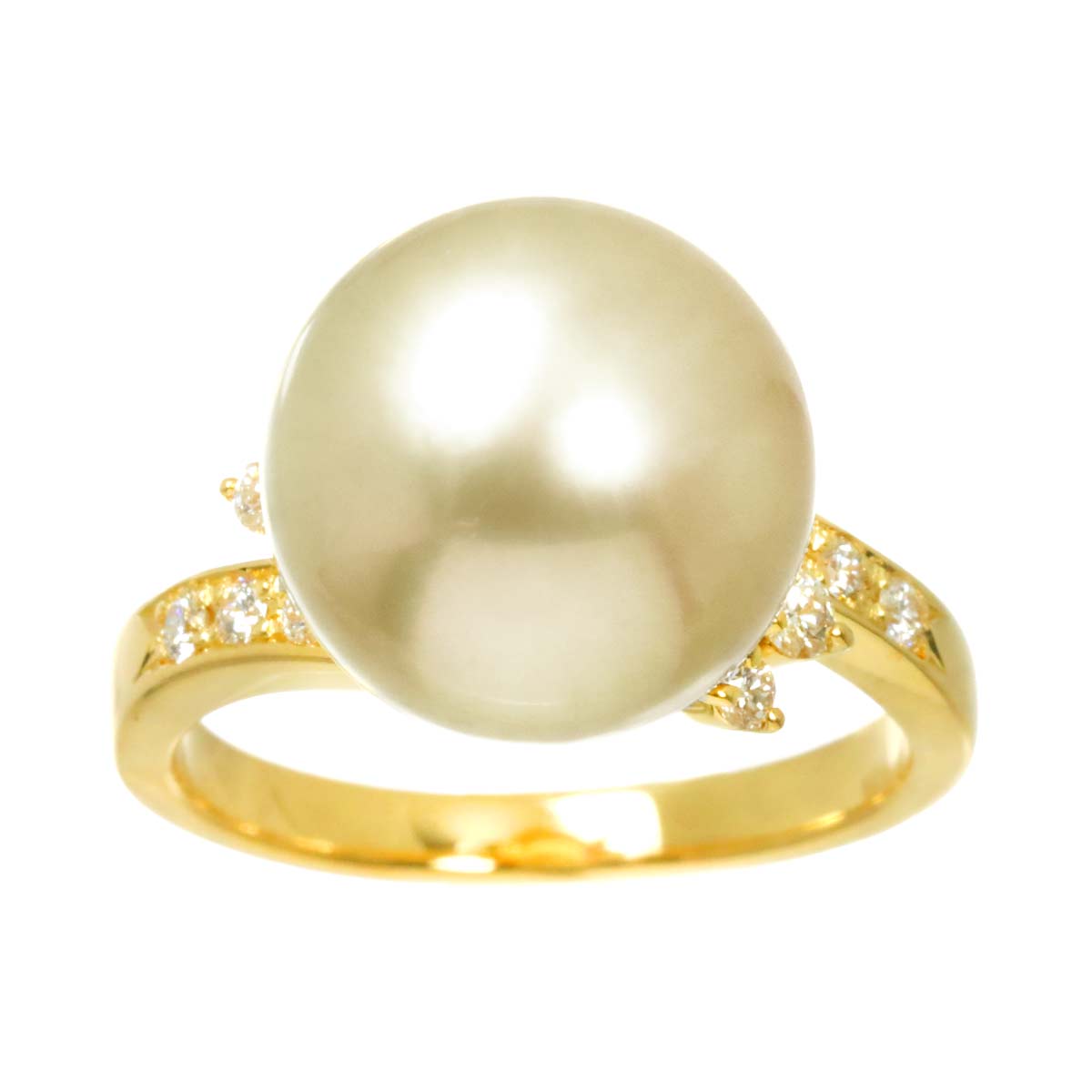 South Sea pearl Diamond 0.18ct Ring 18K YG 750 size5.25-5.5(US)