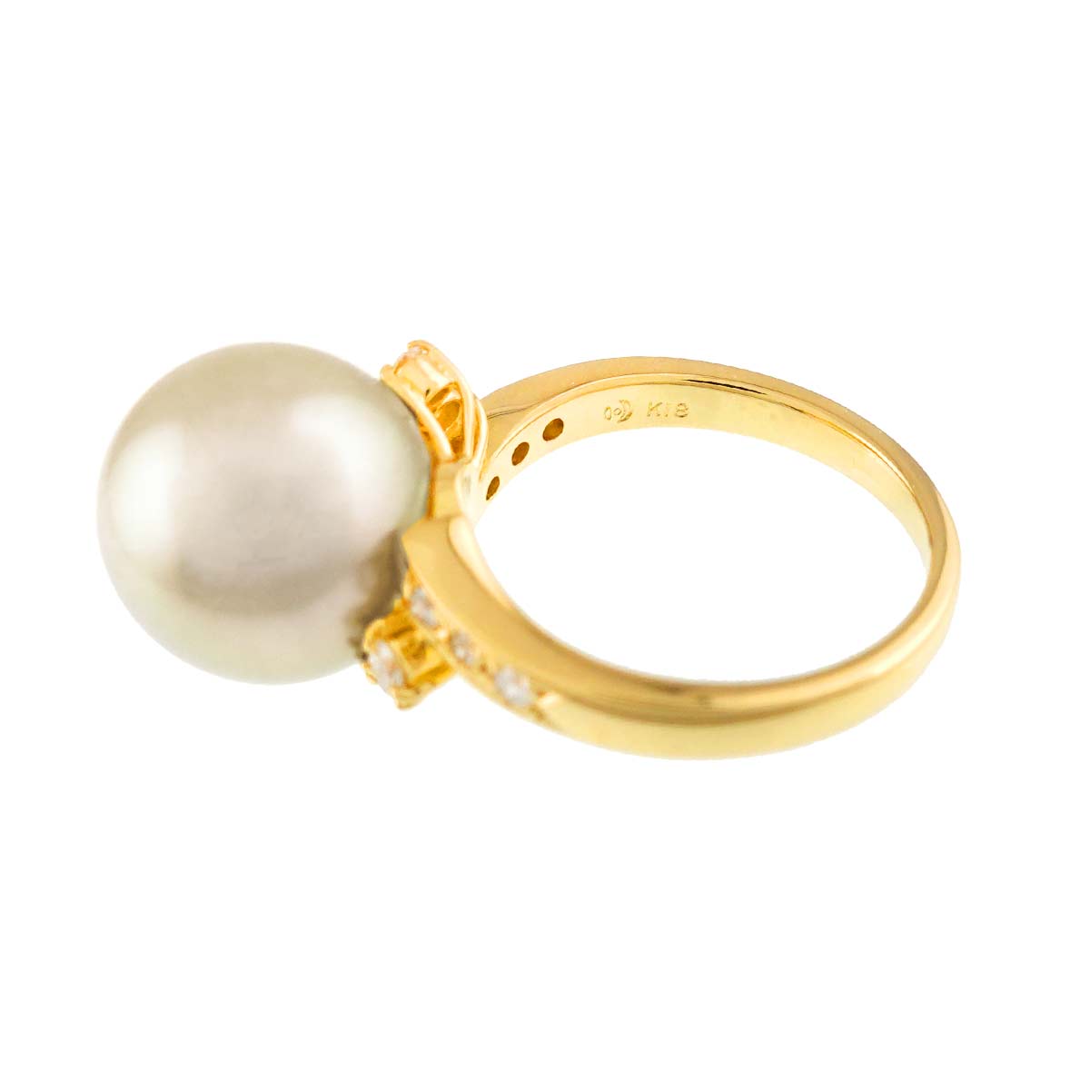 South Sea pearl Diamond 0.18ct Ring 18K YG 750 size5.25-5.5(US)