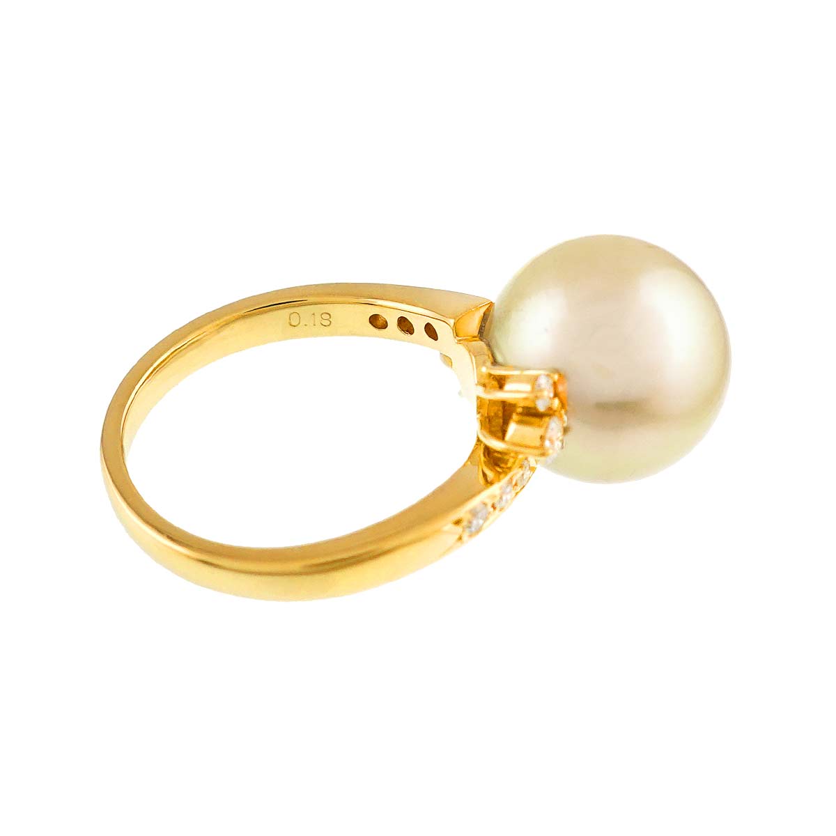 South Sea pearl Diamond 0.18ct Ring 18K YG 750 size5.25-5.5(US)
