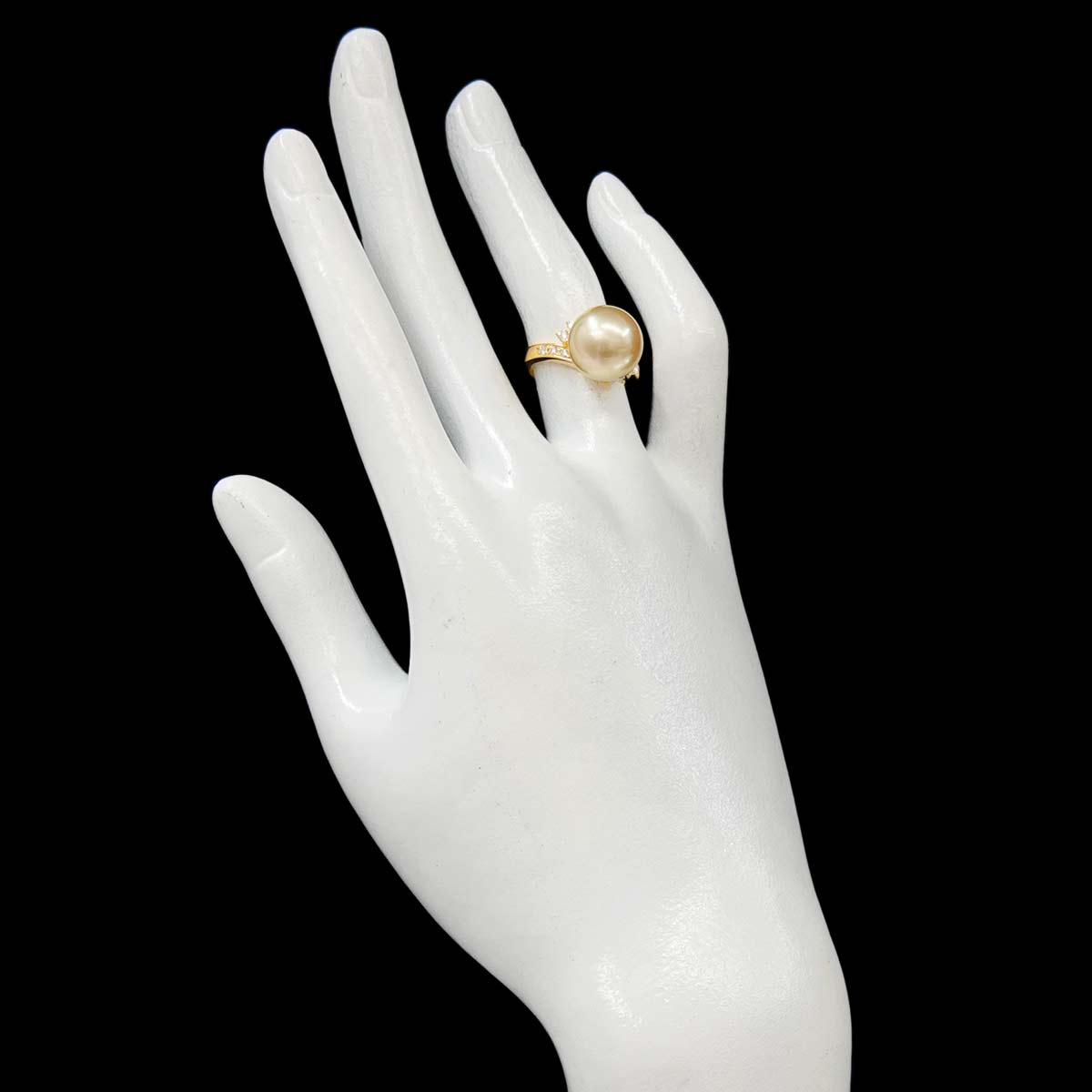 South Sea pearl Diamond 0.18ct Ring 18K YG 750 size5.25-5.5(US)