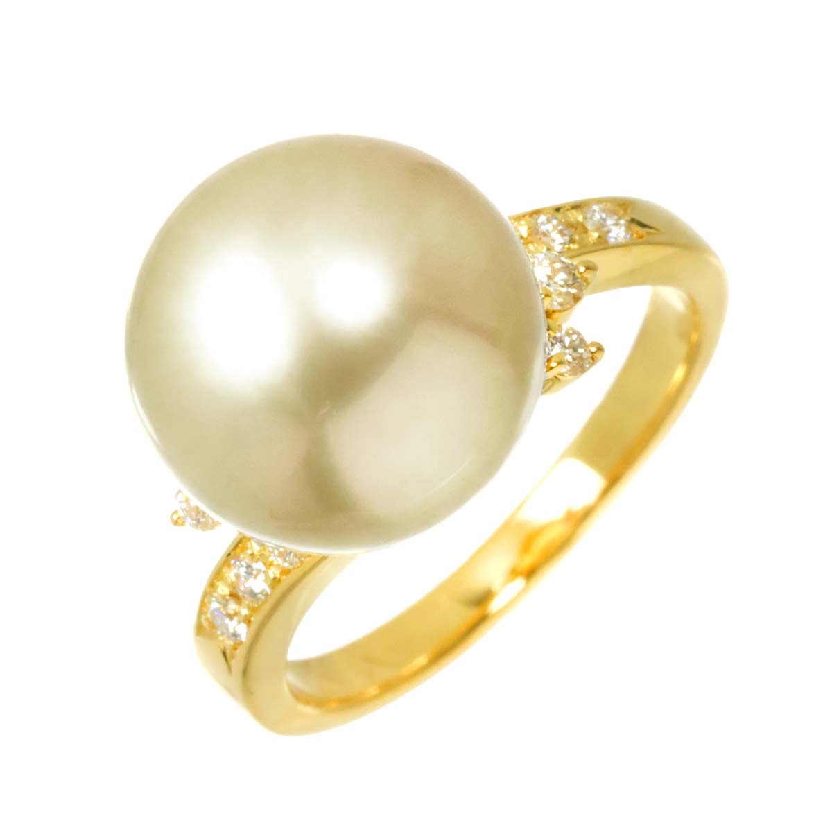 South Sea pearl Diamond 0.18ct Ring 18K YG 750 size5.25-5.5(US)