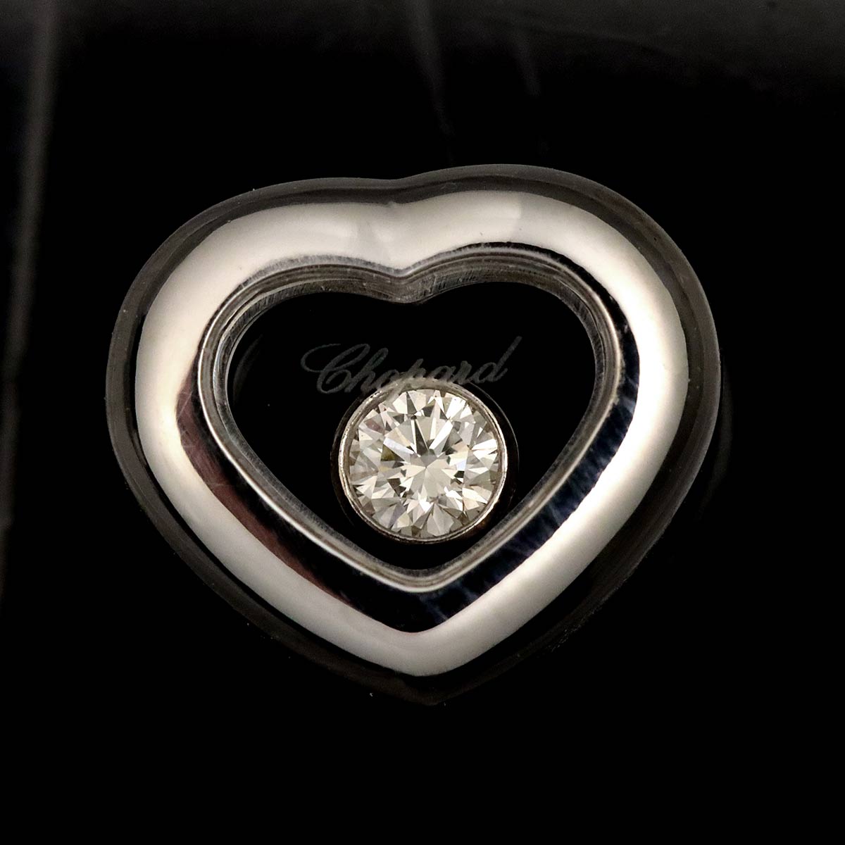 Happy Diamond Heart Earrings Pierced 18K WG 750