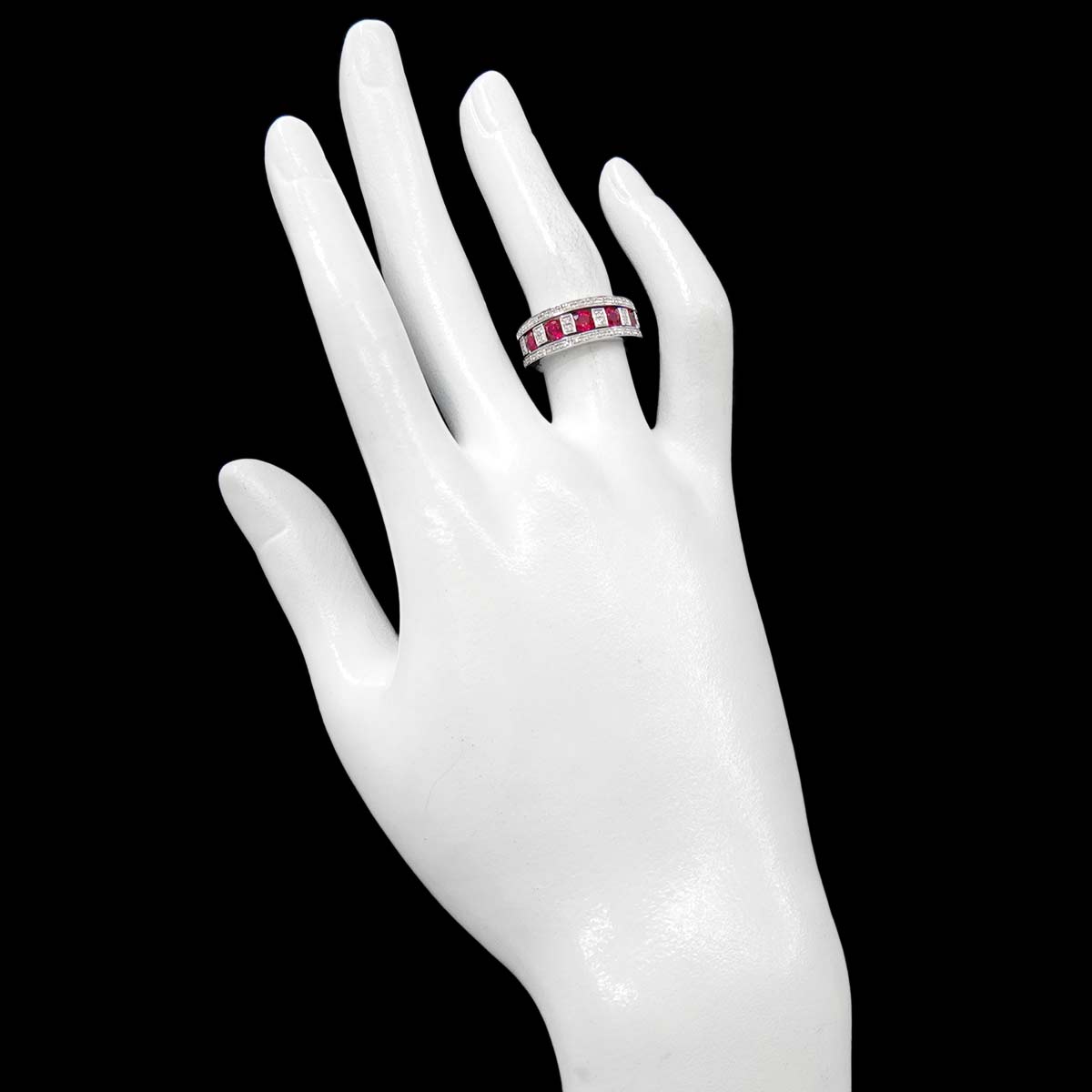 Belle Epoque Ruby Diamond Ring 18K WG 750 Size5.25(US)