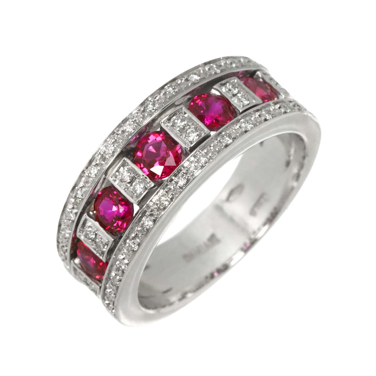 Belle Epoque Ruby Diamond Ring 18K WG 750 Size5.25(US)