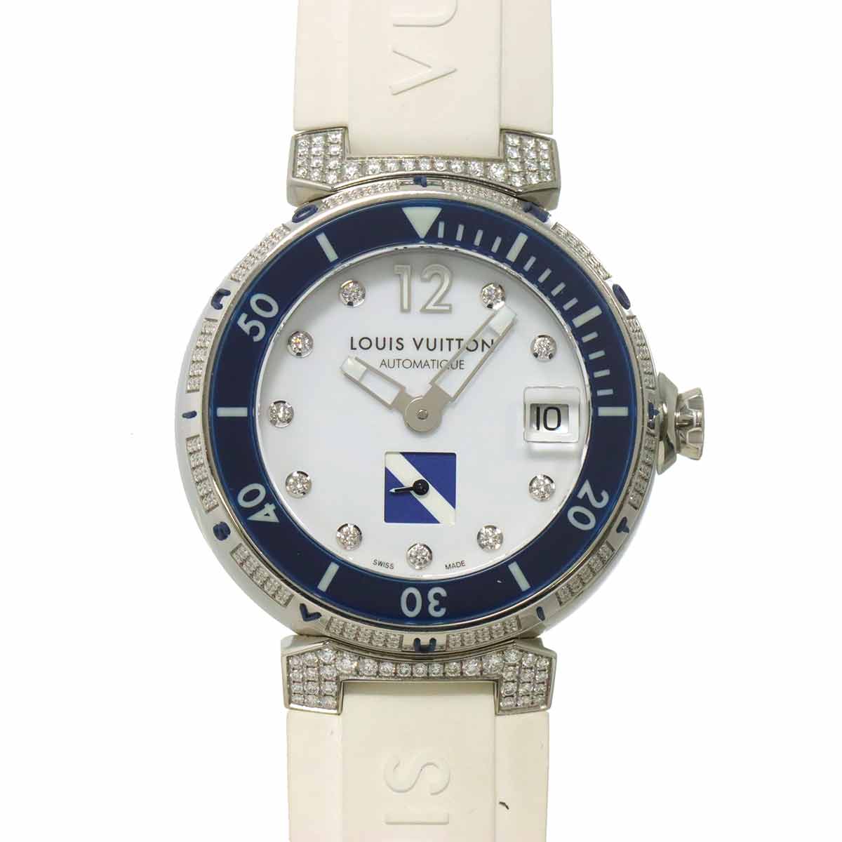Tambour Q113C Diamond Date White Dial Mens Watch