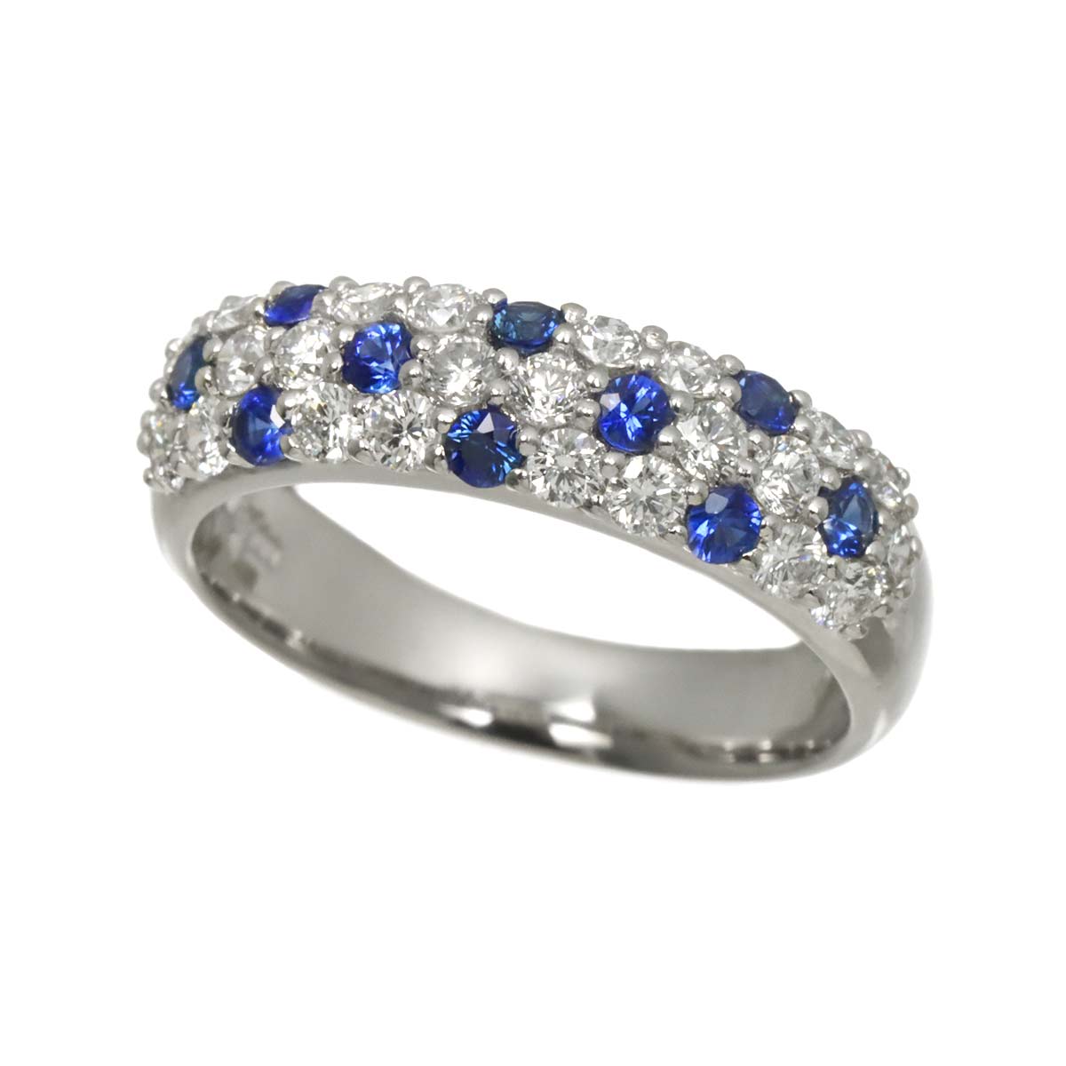 Diamond 0.73ct Sapphire 0.37ct Ring Pt Platinum size5.75-6(US)