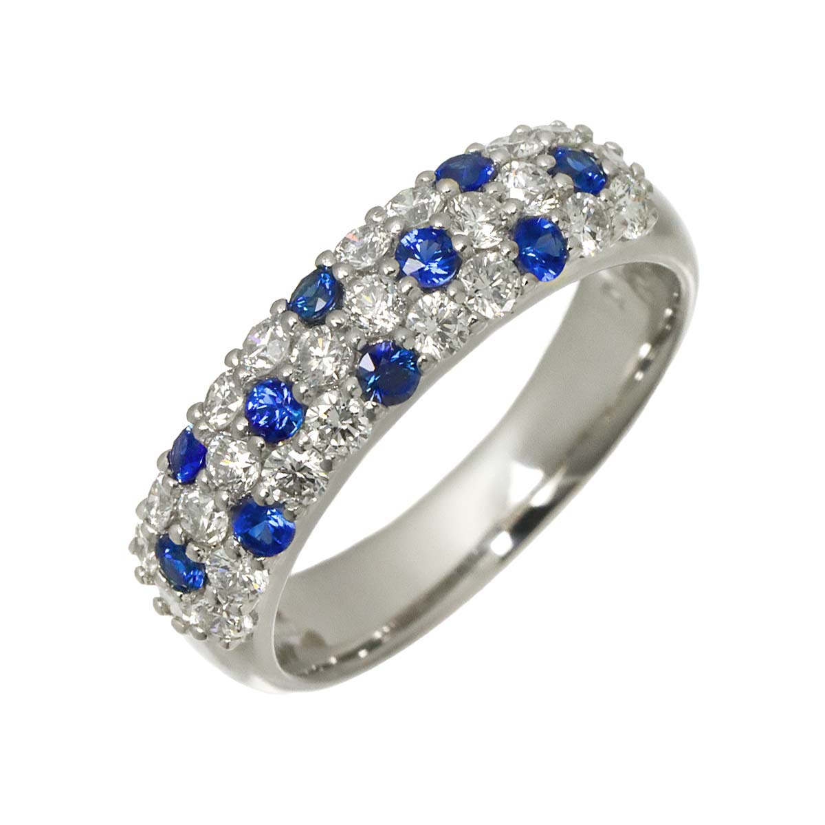 Diamond 0.73ct Sapphire 0.37ct Ring Pt Platinum size5.75-6(US)