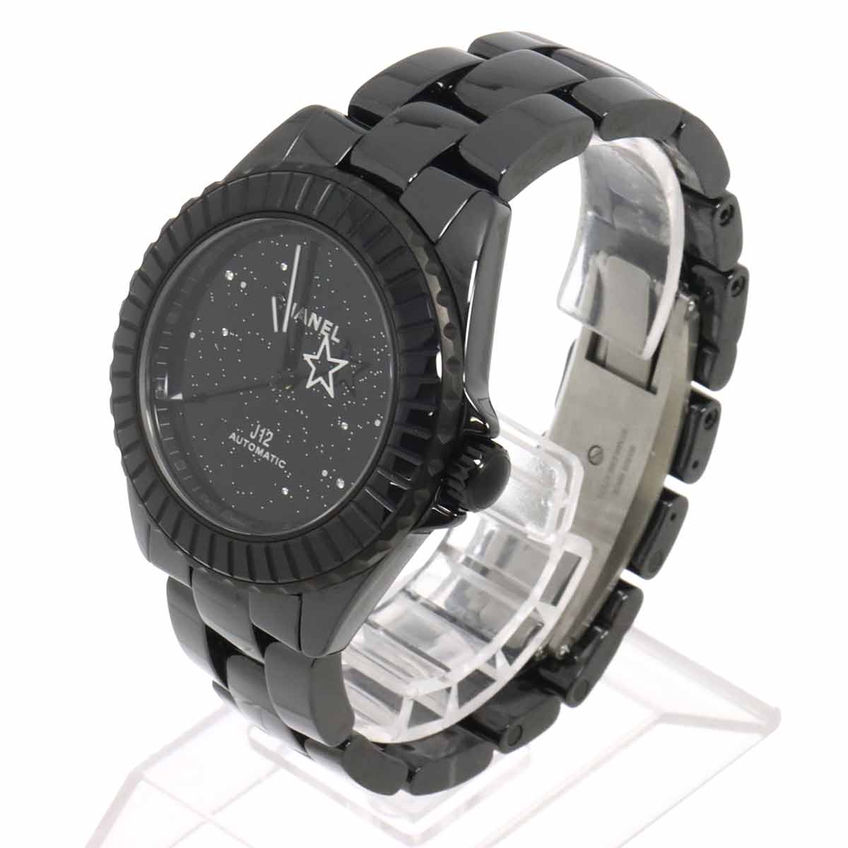 J12 Interstella H7989 Diamond Automatic Black Dial Mens Watch