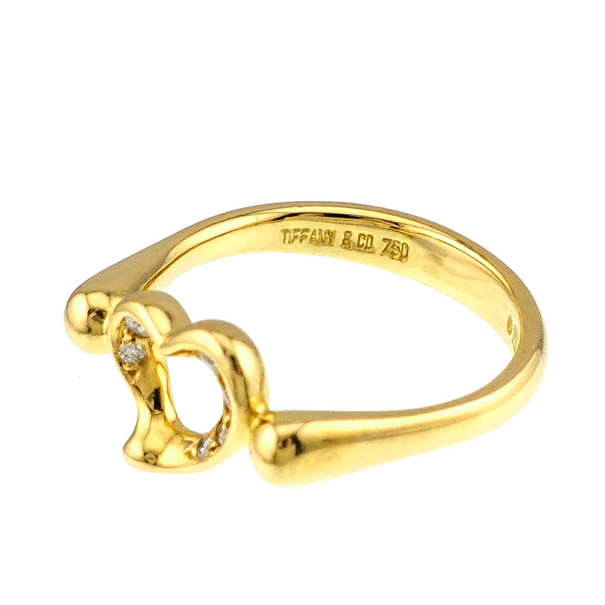 Open Heart Diamond Ring 18K YG 750 Size5.25(US)