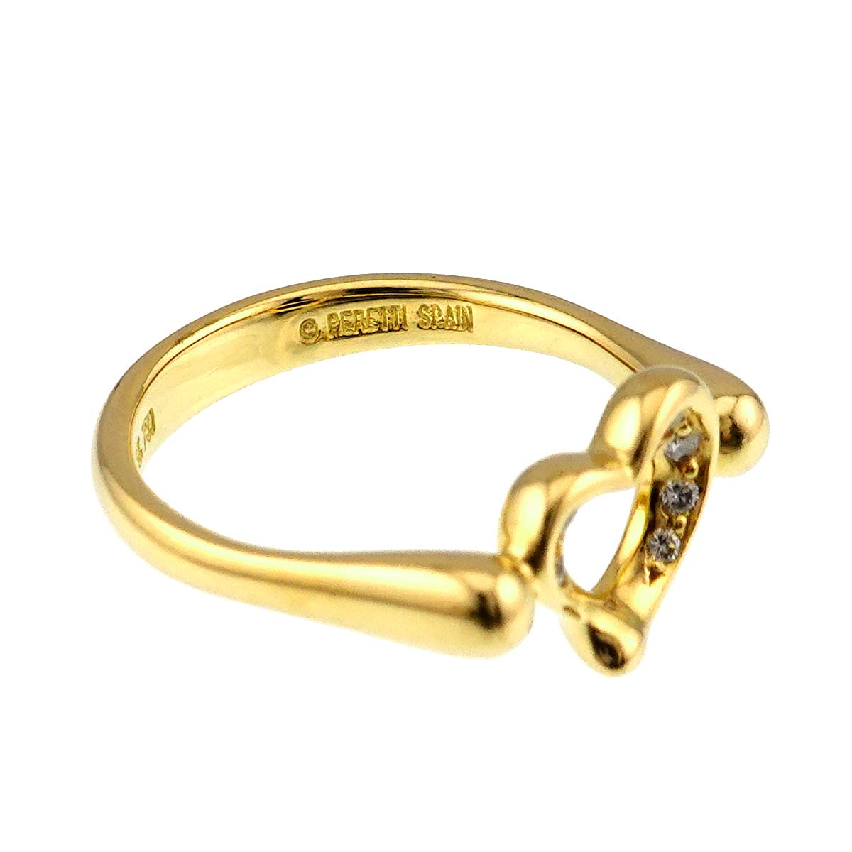 Open Heart Diamond Ring 18K YG 750 Size5.25(US)