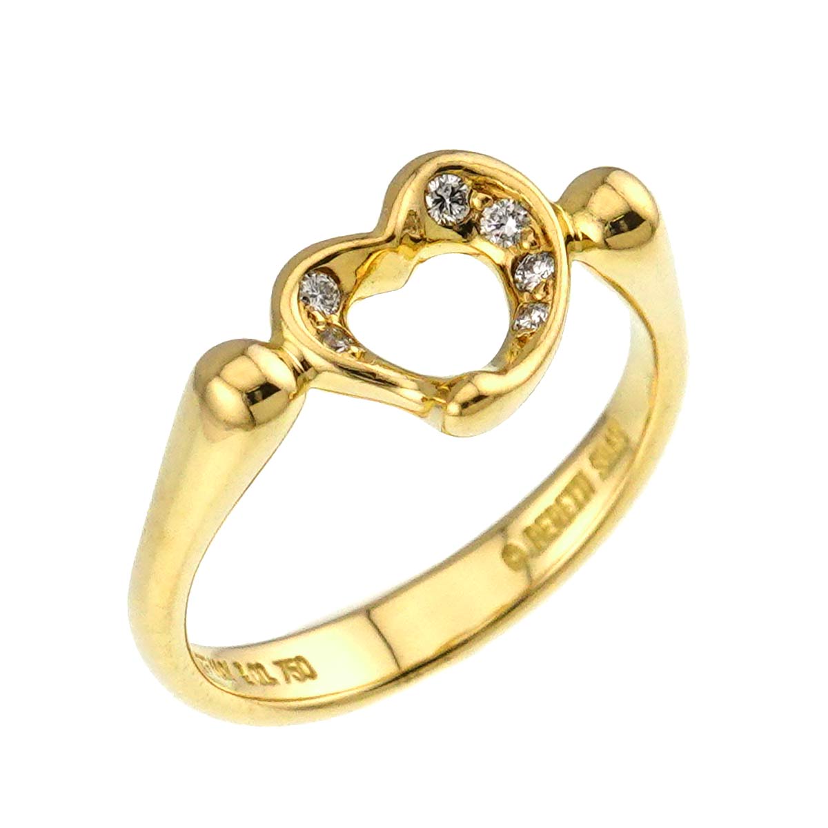 Open Heart Diamond Ring 18K YG 750 Size5.25(US)