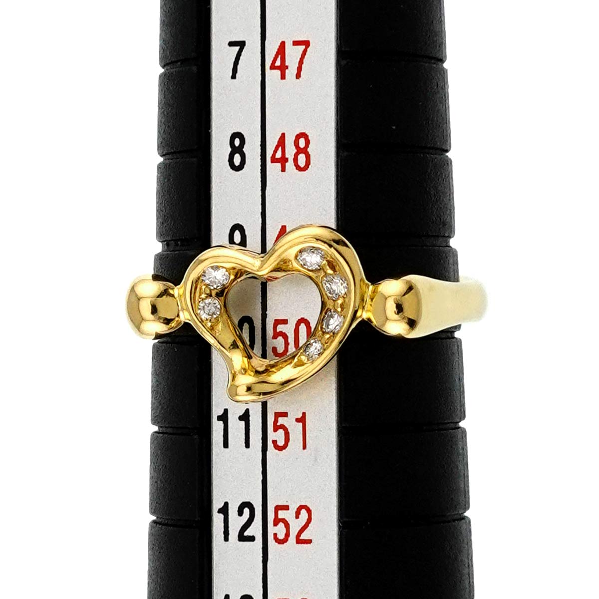 Open Heart Diamond Ring 18K YG 750 Size5.25(US)